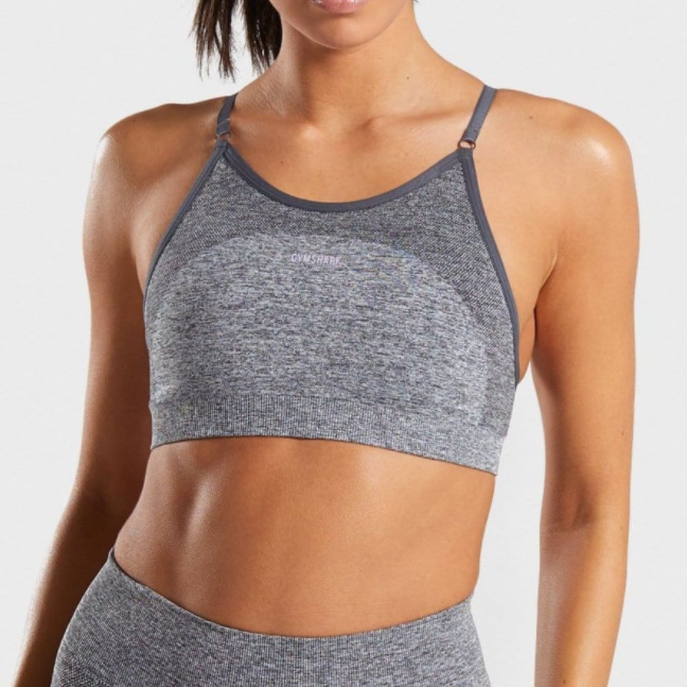 Gymshark Flex Strappy Sports Bra - Grey/Pink